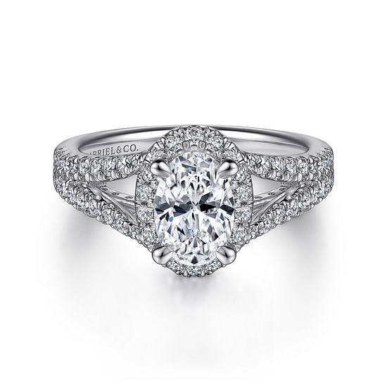 Gabriel - 14K White Gold Oval Halo Diamond Engagement Ring