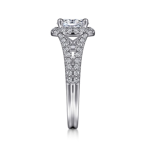 14K White Gold Oval Halo Diamond Engagement Ring