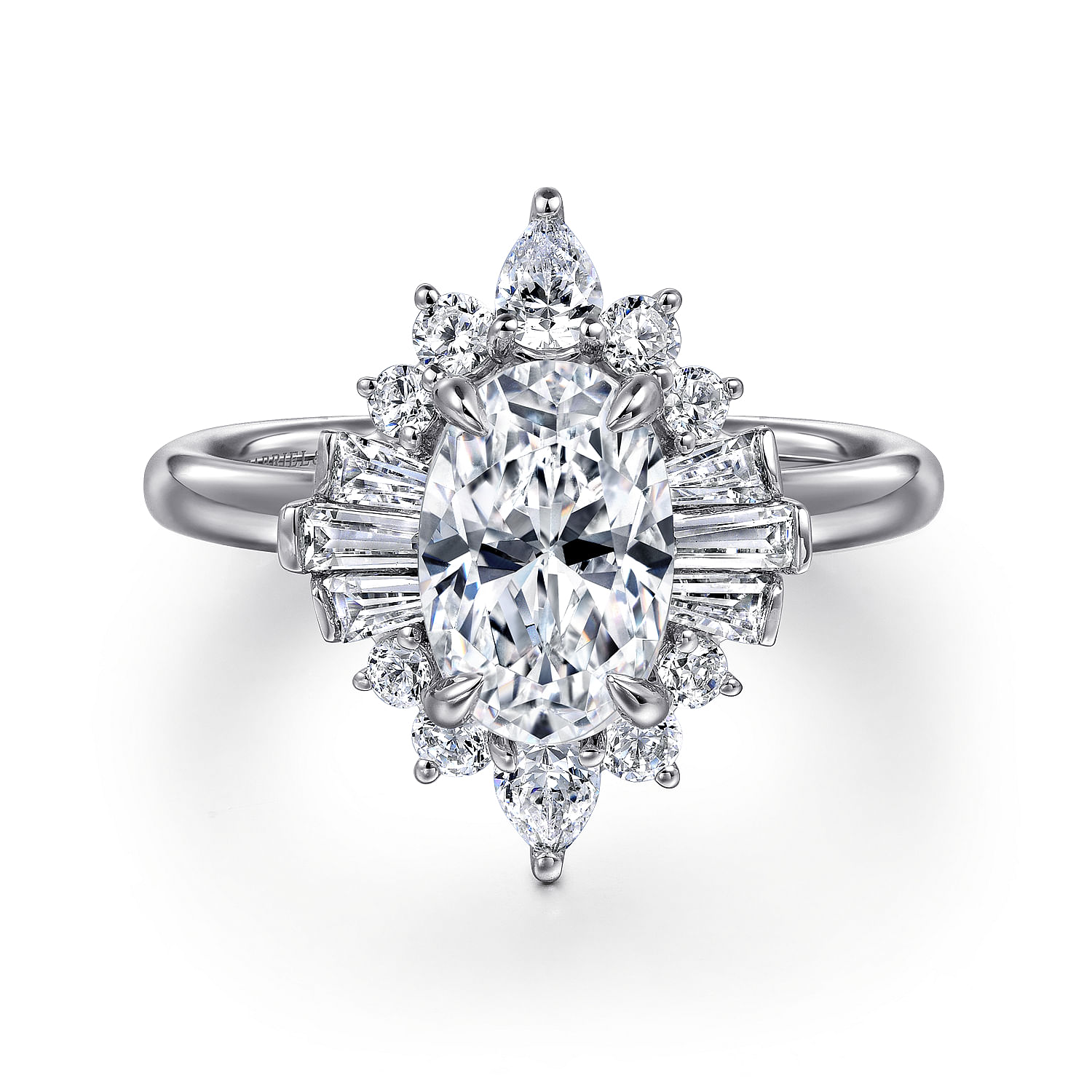 Gabriel - 14K White Gold Oval Halo Diamond Engagement Ring