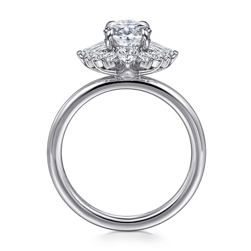 14K White Gold Oval Halo Diamond Engagement Ring