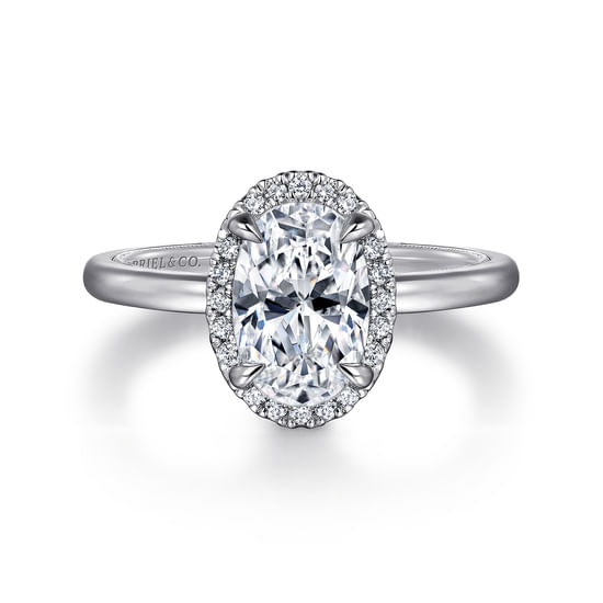 Gabriel - 14K White Gold Oval Halo Diamond Engagement Ring