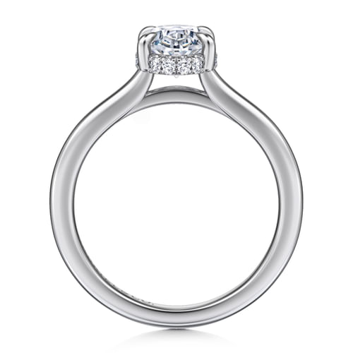 14K White Gold Oval Halo Diamond Engagement Ring