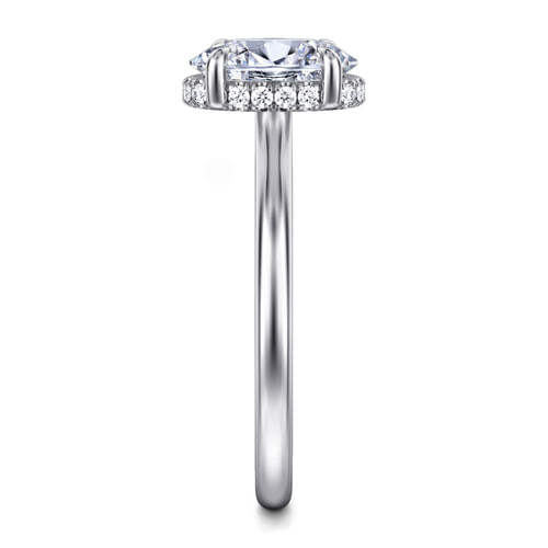 14K White Gold Oval Halo Diamond Engagement Ring