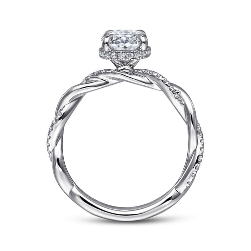 14K White Gold Oval Halo Diamond Engagement Ring