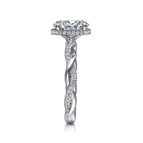 14K White Gold Oval Halo Diamond Engagement Ring