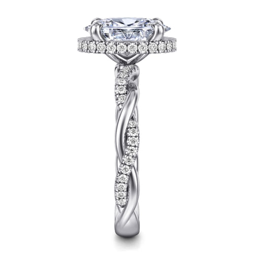 14K White Gold Oval Halo Diamond Engagement Ring