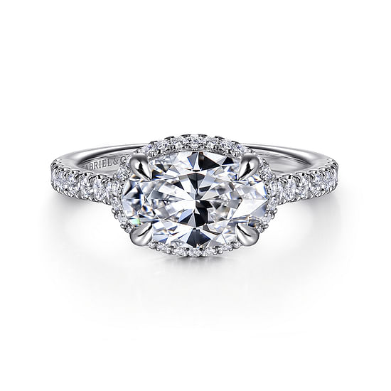 Gabriel - 14K White Gold Oval Halo Diamond Engagement Ring