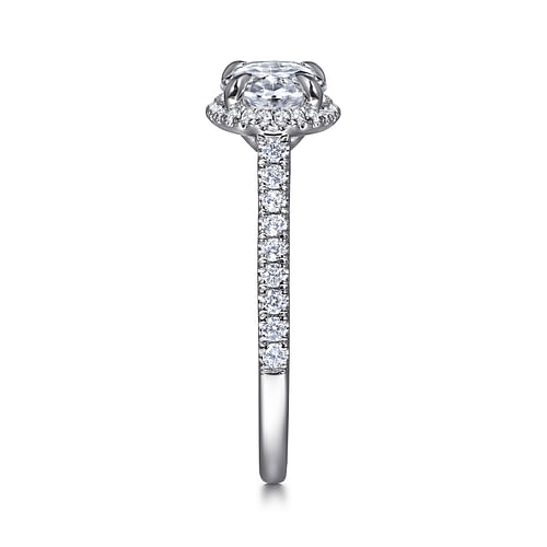 14K White Gold Oval Halo Diamond Engagement Ring