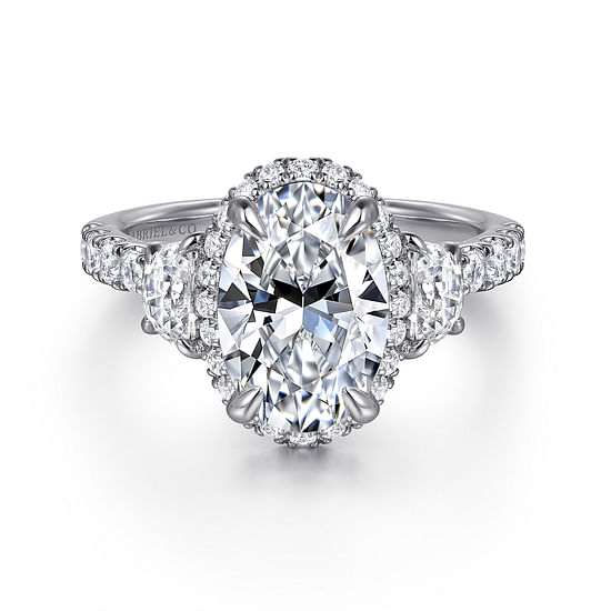 Gabriel - 14K White Gold Oval Halo Diamond Engagement Ring
