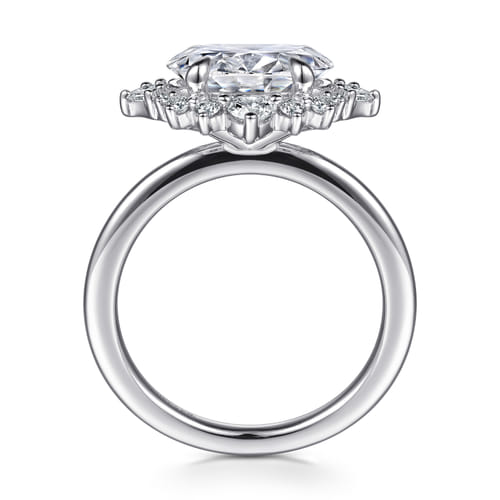 14K White Gold Oval Halo Diamond Engagement Ring