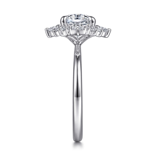 14K White Gold Oval Halo Diamond Engagement Ring