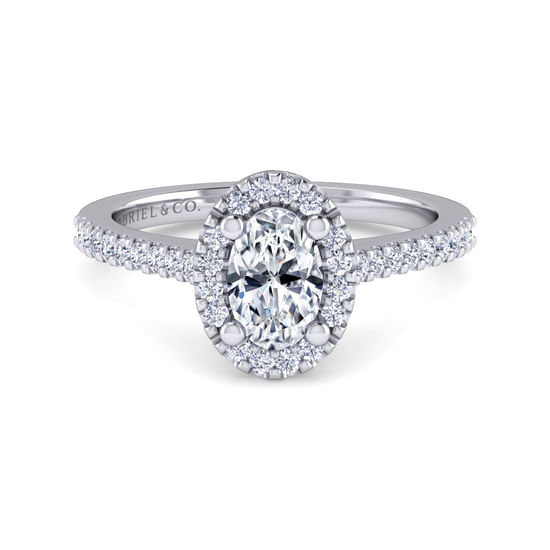 Gabriel - 14K White Gold Oval Halo Diamond Engagement Ring