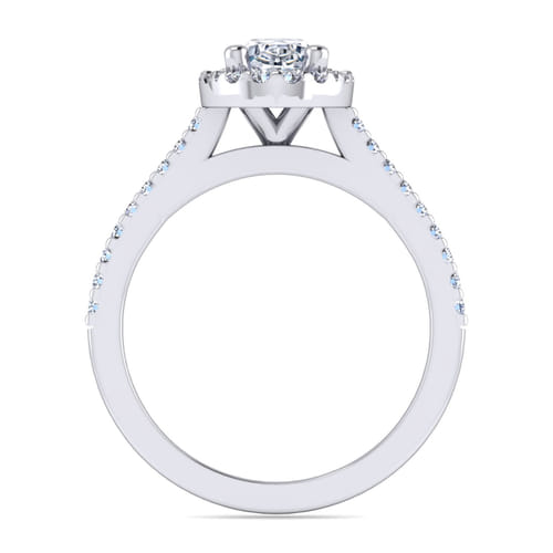 14K White Gold Oval Halo Diamond Engagement Ring