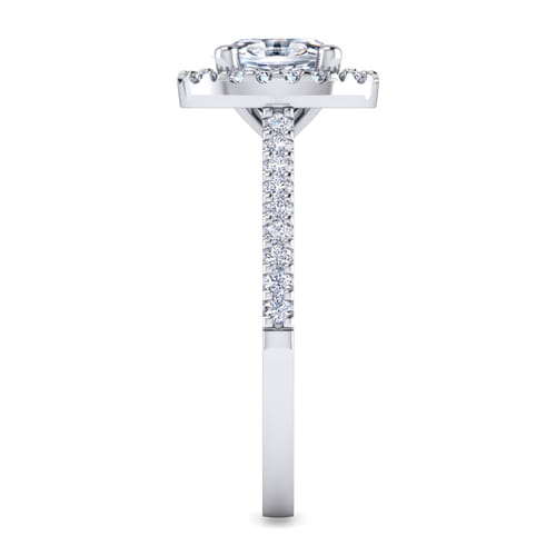 14K White Gold Oval Halo Diamond Engagement Ring