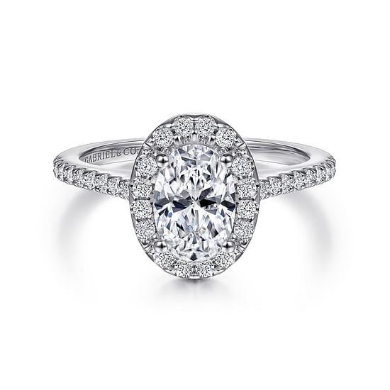 Gabriel - 14K White Gold Oval Halo Diamond Engagement Ring