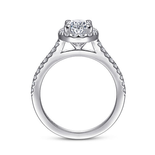 14K White Gold Oval Halo Diamond Engagement Ring