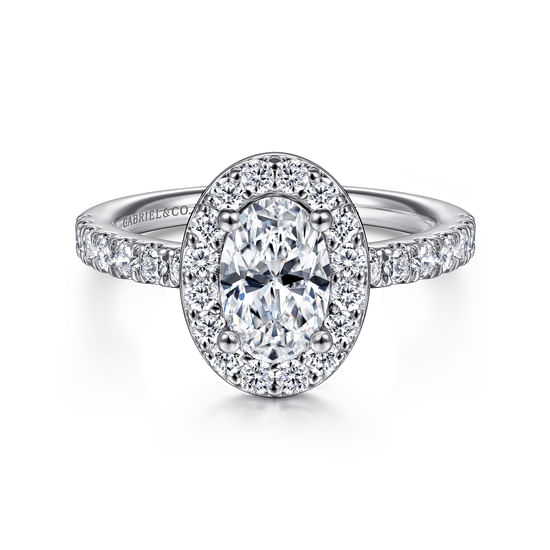 Gabriel - 14K White Gold Oval Halo Diamond Engagement Ring