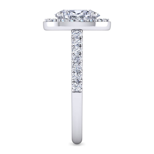 14K White Gold Oval Halo Diamond Engagement Ring