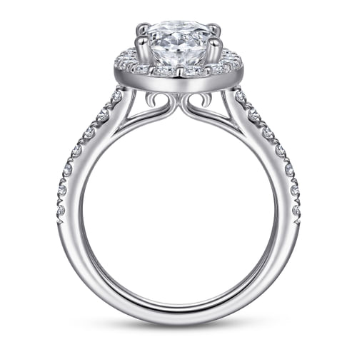 14K White Gold Oval Halo Diamond Engagement Ring
