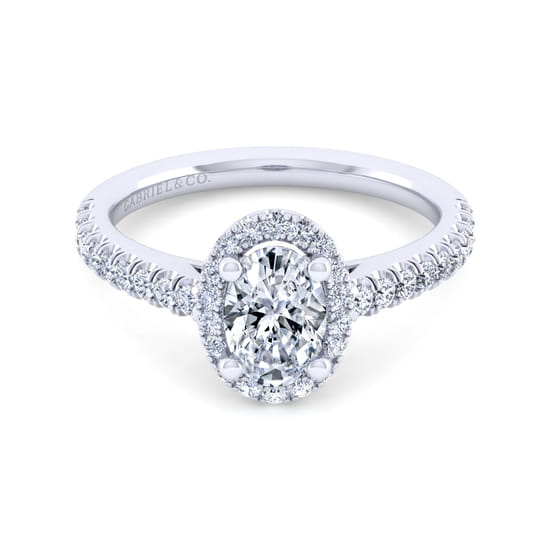 Gabriel - 14K White Gold Oval Halo Diamond Engagement Ring