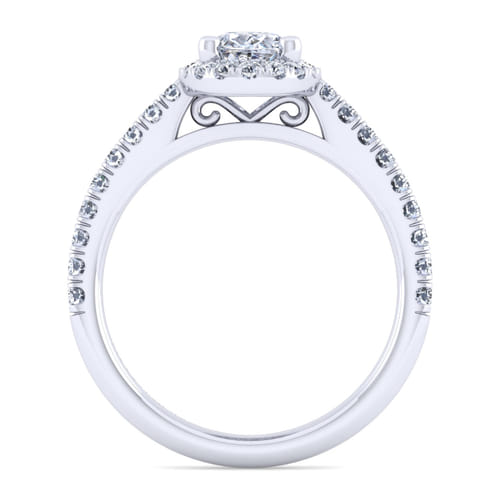 14K White Gold Oval Halo Diamond Engagement Ring