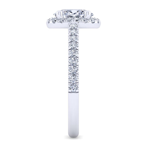 14K White Gold Oval Halo Diamond Engagement Ring