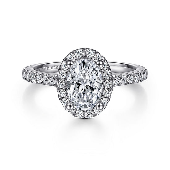 Gabriel - 14K White Gold Oval Halo Diamond Engagement Ring