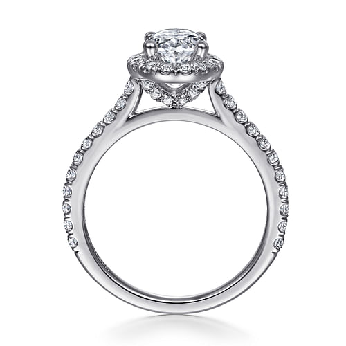 14K White Gold Oval Halo Diamond Engagement Ring