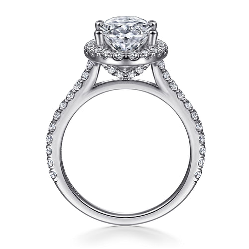 14K White Gold Oval Halo Diamond Engagement Ring