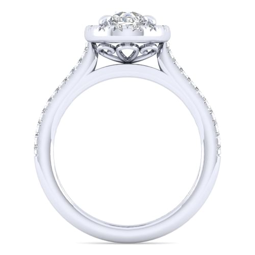 14K White Gold Oval Halo Diamond Engagement Ring