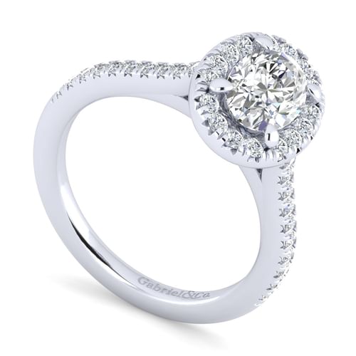 14K White Gold Oval Halo Diamond Engagement Ring