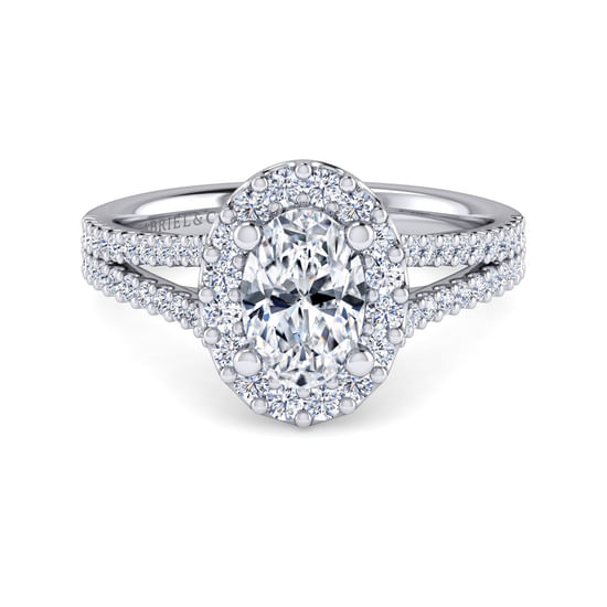 Gabriel - 14K White Gold Oval Halo Diamond Engagement Ring