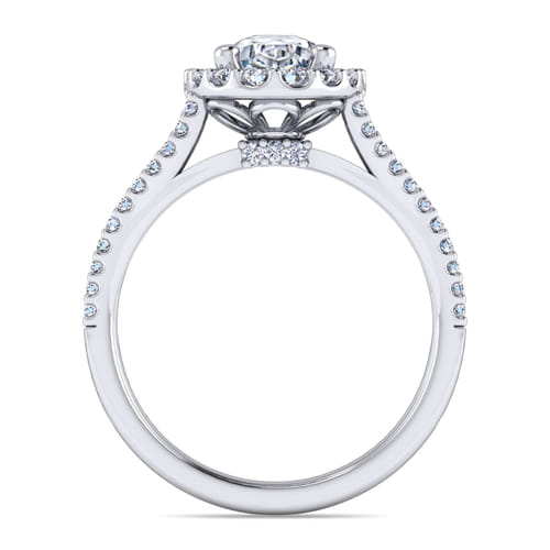 14K White Gold Oval Halo Diamond Engagement Ring