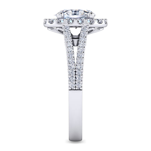 14K White Gold Oval Halo Diamond Engagement Ring