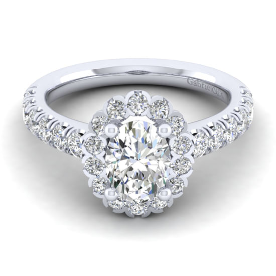 Gabriel - 14K White Gold Oval Halo Diamond Engagement Ring