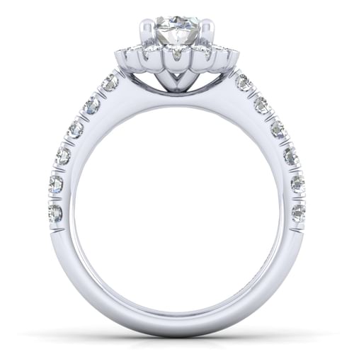 14K White Gold Oval Halo Diamond Engagement Ring