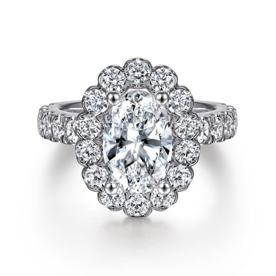 Gabriel - 14K White Gold Oval Halo Diamond Engagement Ring