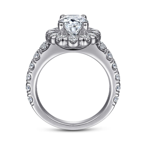 14K White Gold Oval Halo Diamond Engagement Ring