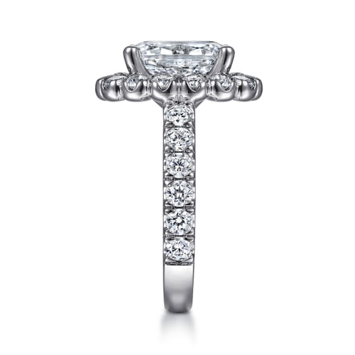 14K White Gold Oval Halo Diamond Engagement Ring