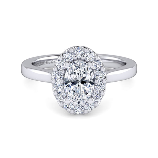 Gabriel - 14K White Gold Oval Halo Diamond Engagement Ring