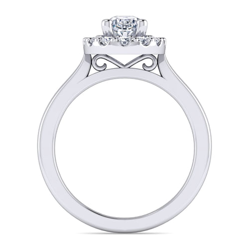 14K White Gold Oval Halo Diamond Engagement Ring