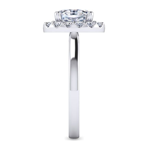 14K White Gold Oval Halo Diamond Engagement Ring
