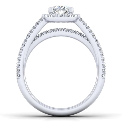 14K White Gold Oval Halo Diamond Engagement Ring