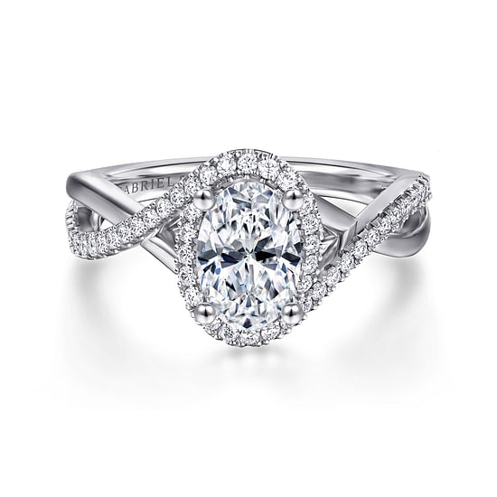 Gabriel - 14K White Gold Oval Halo Diamond Engagement Ring