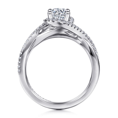 14K White Gold Oval Halo Diamond Engagement Ring