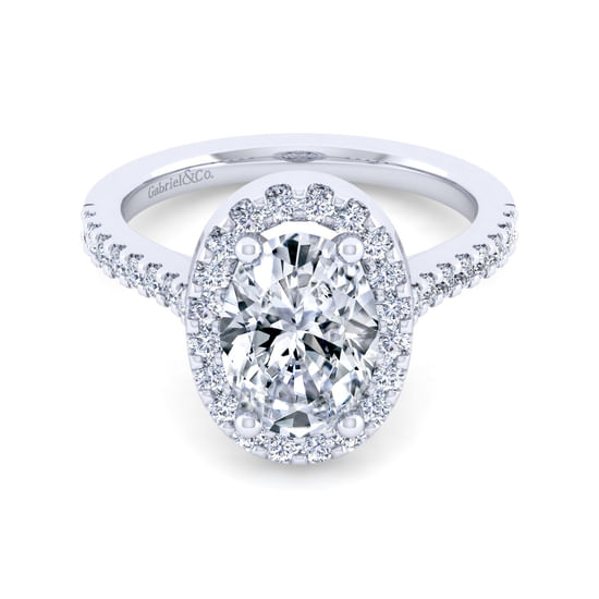 Gabriel - 14K White Gold Oval Halo Diamond Engagement Ring