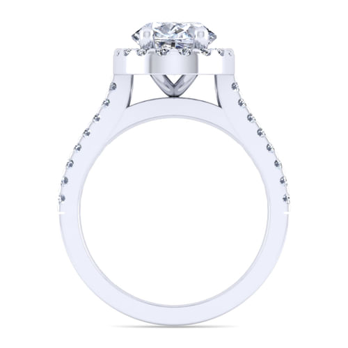 14K White Gold Oval Halo Diamond Engagement Ring