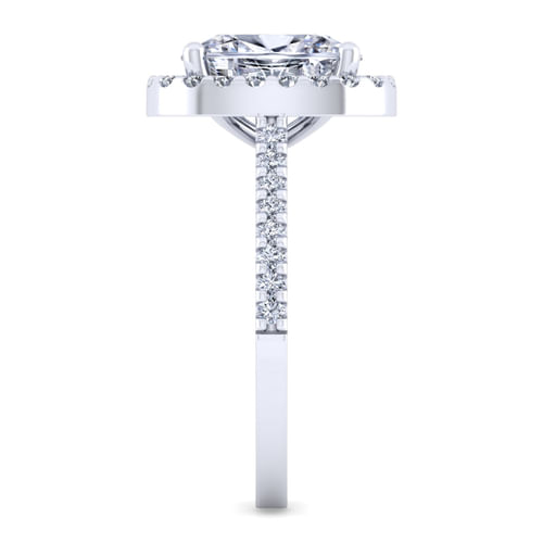 14K White Gold Oval Halo Diamond Engagement Ring