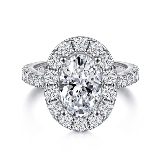Gabriel - 14K White Gold Oval Halo Diamond Engagement Ring