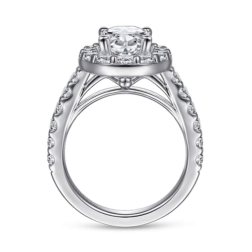 14K White Gold Oval Halo Diamond Engagement Ring
